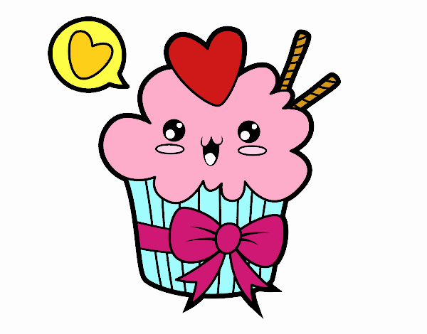 Cupcake kawaii con lazo