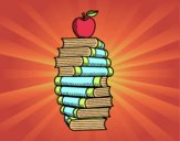 Libros y manzana