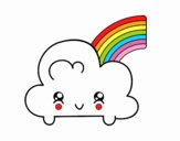 Nube con arco iris kawaii