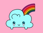 Nube con arco iris kawaii