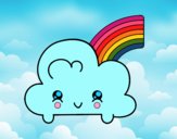 Nube con arco iris kawaii