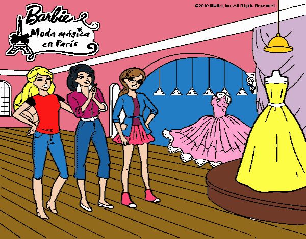 Barbie mirando vestidos