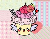 Cupcake kawaii con fresa