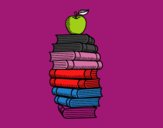 Libros y manzana