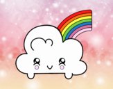 Nube con arco iris kawaii