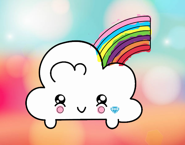 Nube con arco iris kawaii