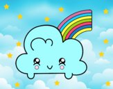 Nube con arco iris kawaii