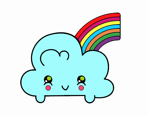 Nube con arco iris kawaii