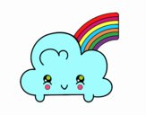 Nube con arco iris kawaii