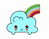 Nube con arco iris kawaii