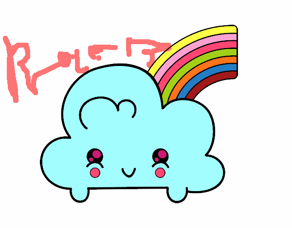 Nube con arco iris kawaii