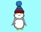 Pingüino con gorro de invierno