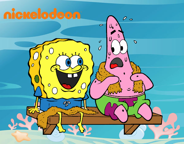 Bob Esponja y Patricio en bañador