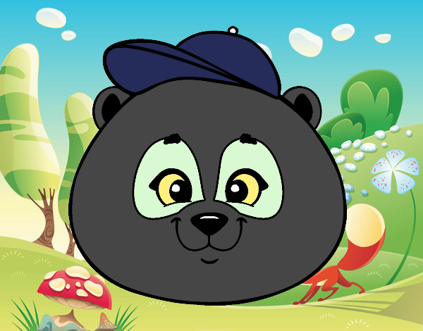 Cara de oso panda con gorro