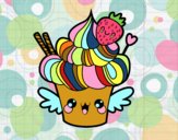 Cupcake kawaii con fresa