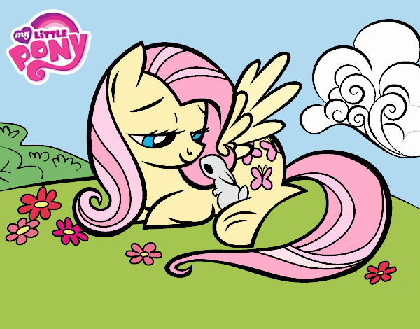 Fluttershy con un conejito