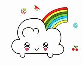 Nube con arco iris kawaii