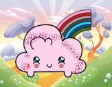 Nube con arco iris kawaii