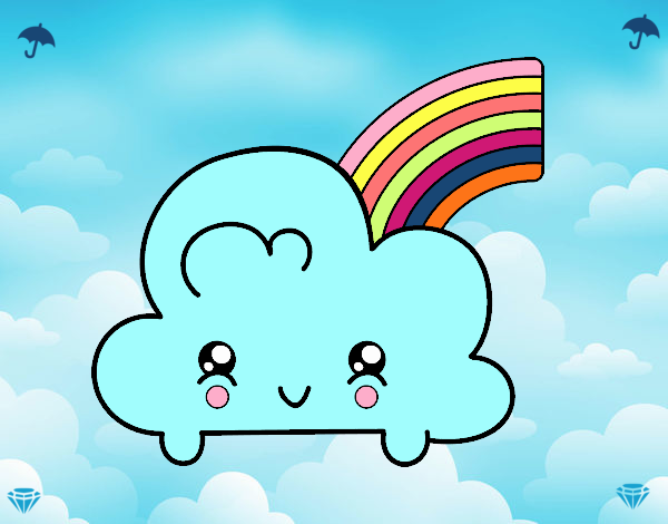 Nube con arco iris kawaii