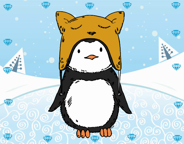 Pingüino con gorrito divertido