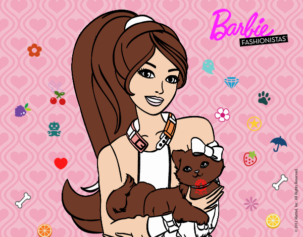 Barbie con su linda gatita