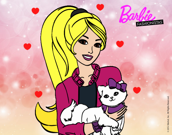 Barbie con su linda gatita