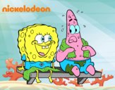 Bob Esponja y Patricio en bañador