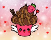 Cupcake kawaii con fresa