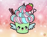 Cupcake kawaii con fresa