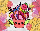 Cupcake kawaii con fresa