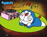 Doraemon escuchando música