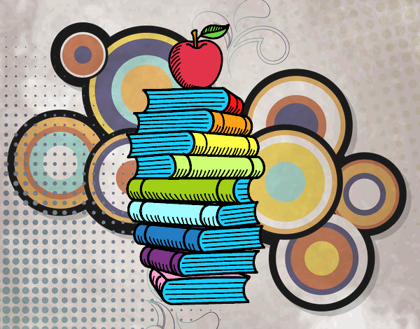 Libros y manzana