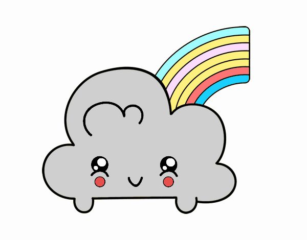 Nube con arco iris kawaii