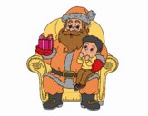 Papá Noel y niño en Navidad