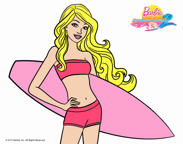 Barbie con tabla de surf