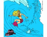 Barbie practicando surf