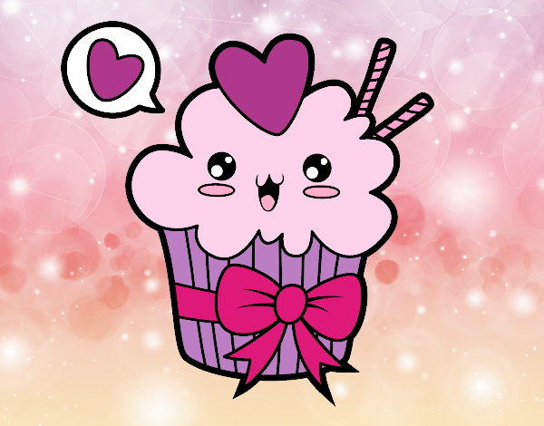 Cupcake kawaii con lazo