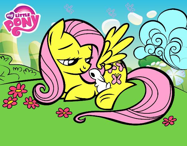 Fluttershy con un conejito