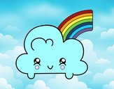 Nube con arco iris kawaii