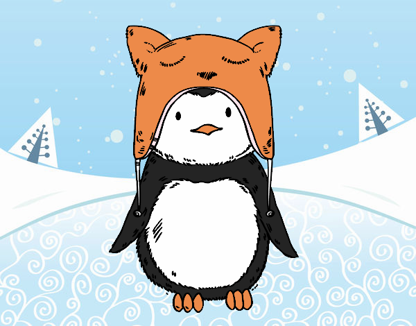 Pingüino con gorrito divertido