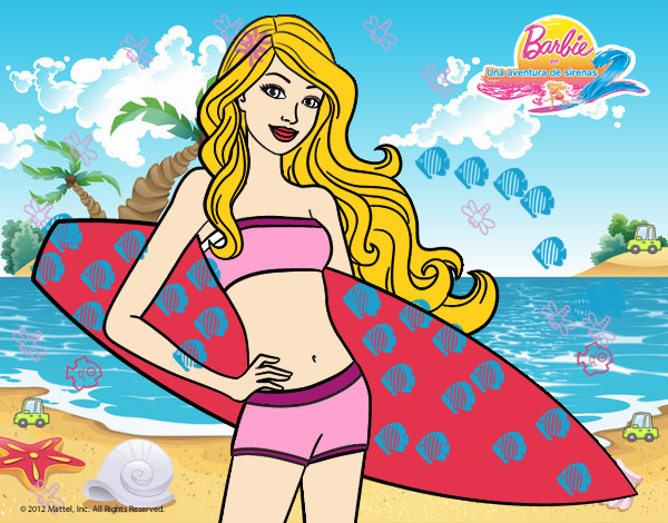 Barbie con tabla de surf