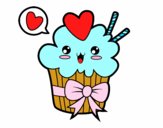 Cupcake kawaii con lazo