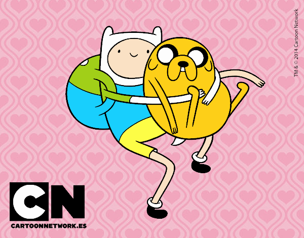 Finn y Jake abrazados