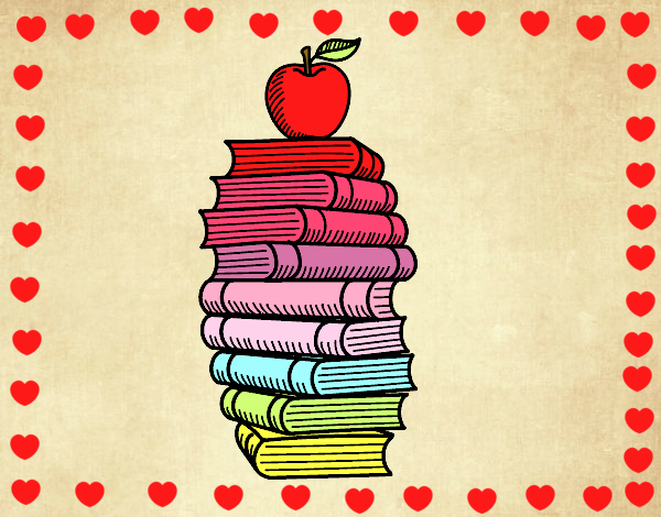 Libros y manzana