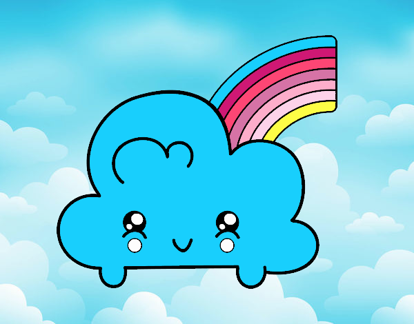 Nube con arco iris kawaii