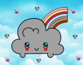 Nube con arco iris kawaii