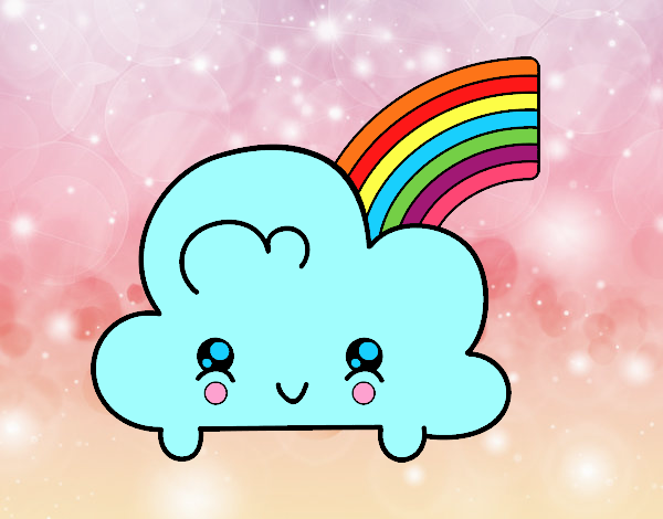 Nube con arco iris kawaii