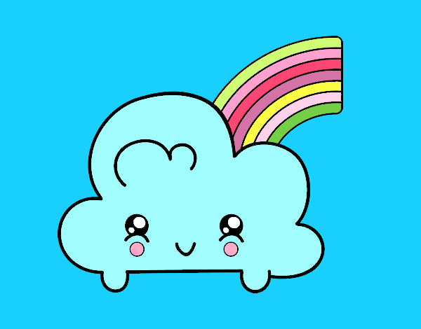 Nube con arco iris kawaii