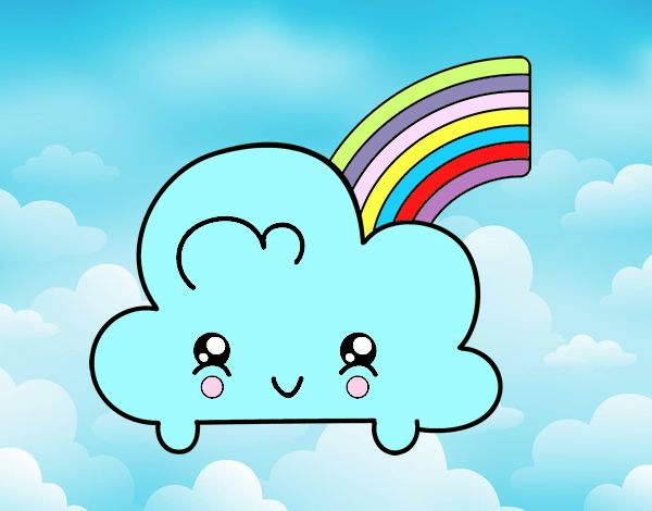 Nube con arco iris kawaii