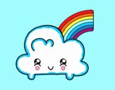 Nube con arco iris kawaii